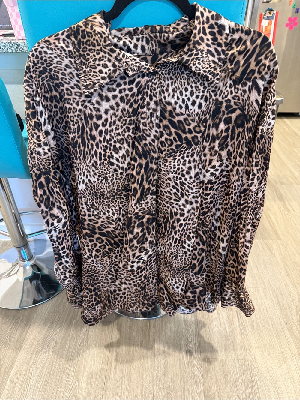 All Saints Leopard Print Button-Down Shirt in Brown and Black